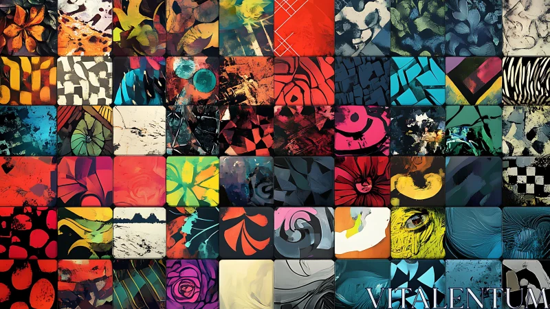 Color-saturated abstract tile collage pulses with bold motion.