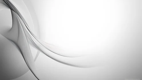 Silken grayscale ribbons drifting across a quiet white sky.