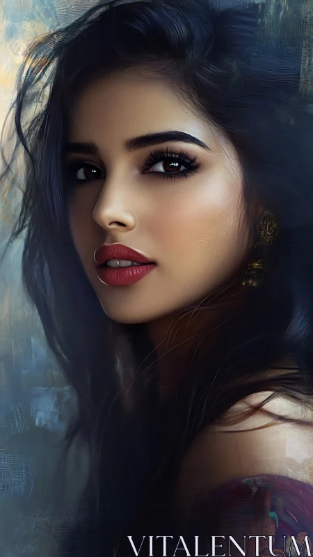 Soft-lit digital portrait of woman with luminous gaze.