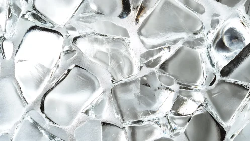 Close-up of Transparent Ice Cubes in Bright, Abstract Style.
