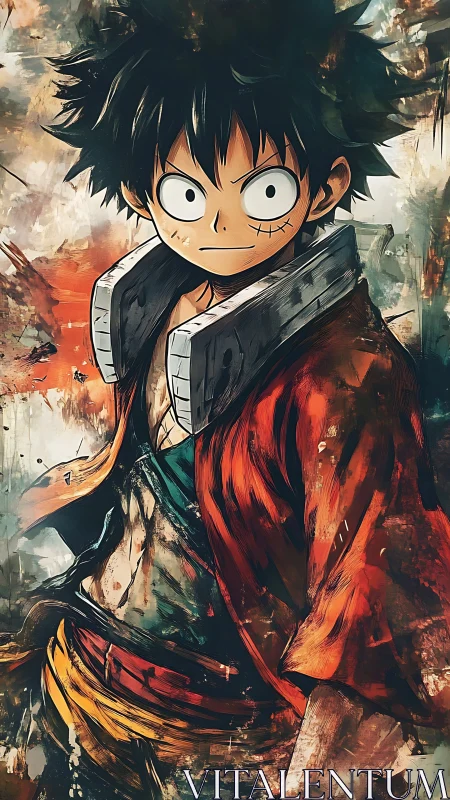 Bold-eyed pirate hero in a storm of swirling color.