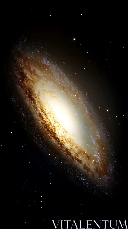 Side view of spiral galaxy amid sparse surrounding stars.