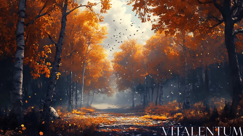 Luminous Birch Cathedral: October's Golden Requiem.