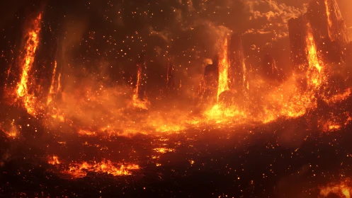 Inferno Gateway: Portal Through Towering Flames.