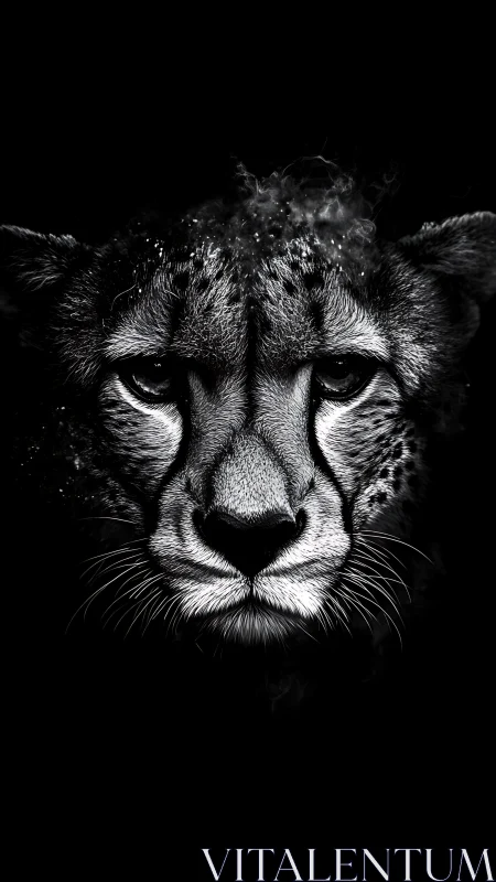Cheetah Head Portrait Monochrome Study.