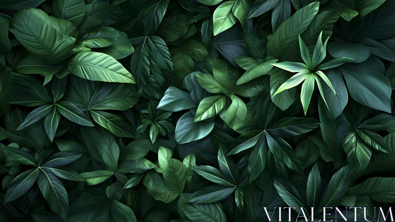 Lush tropical foliage rendered in high-contrast digital realism