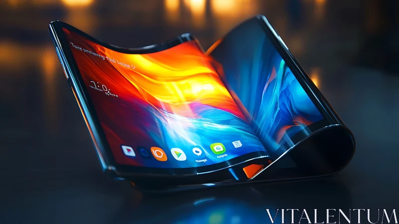 Foldable Smartphone Display Curves with Dynamic Color Gradient.