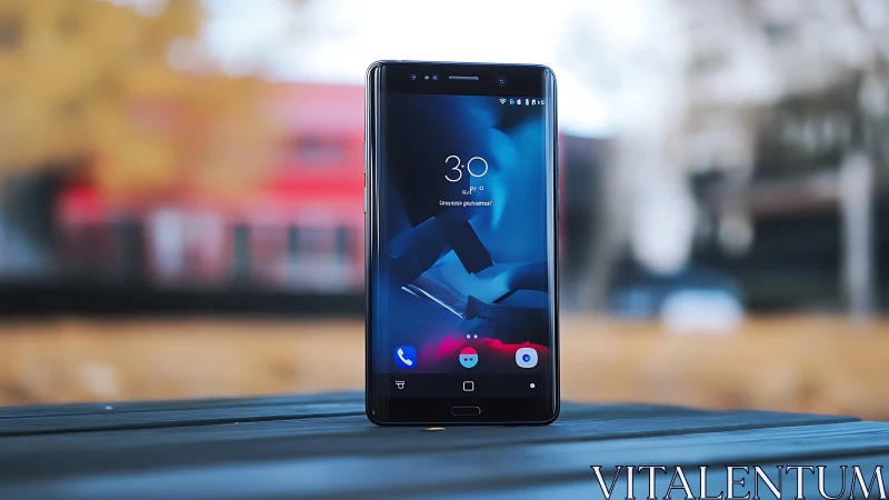 Modern Smartphone Awaits with Vibrant Blue Glow.