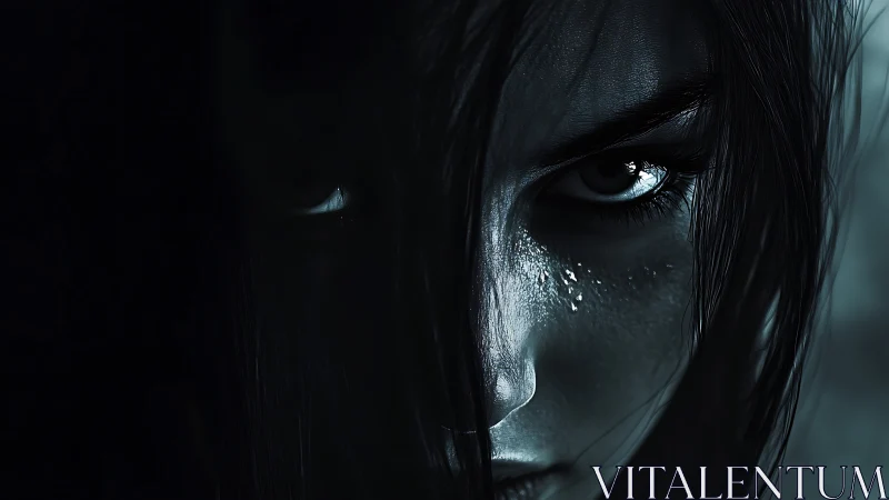 Harsh side lighting sculpts an intense digital portrait gaze