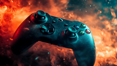 Controller Emerges from Inferno. Digital Gaming Meets Elemental Chaos