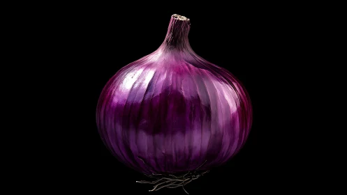 Deep purple onion glows softly against a midnight backdrop.