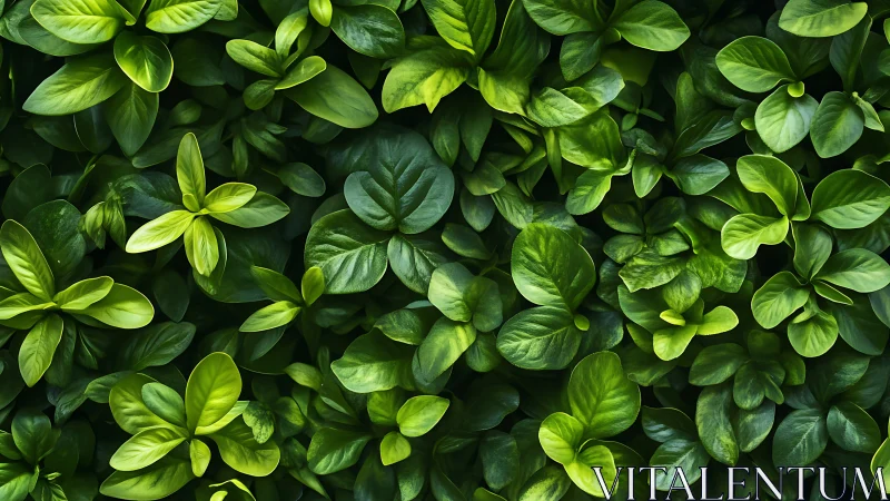 Dense foliage canopy with glossy overlapping green leaves