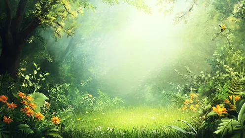 Luminous Sanctuary: Where Sunlight Whispers Through Emerald Canopies.