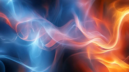 Ethereal Light Waves. Blue-Orange Energy Flow.