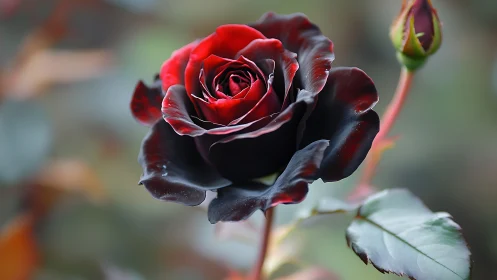 Deep Red Rose in Full Bloom.