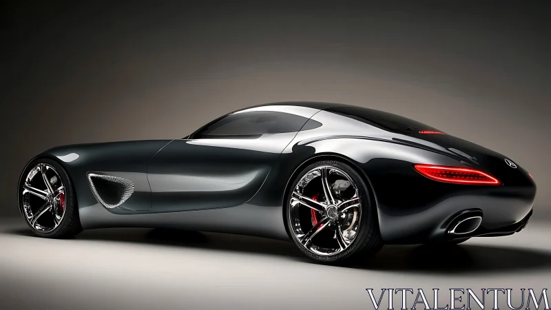 Sleek black concept sports car poised for a thrilling drive.
