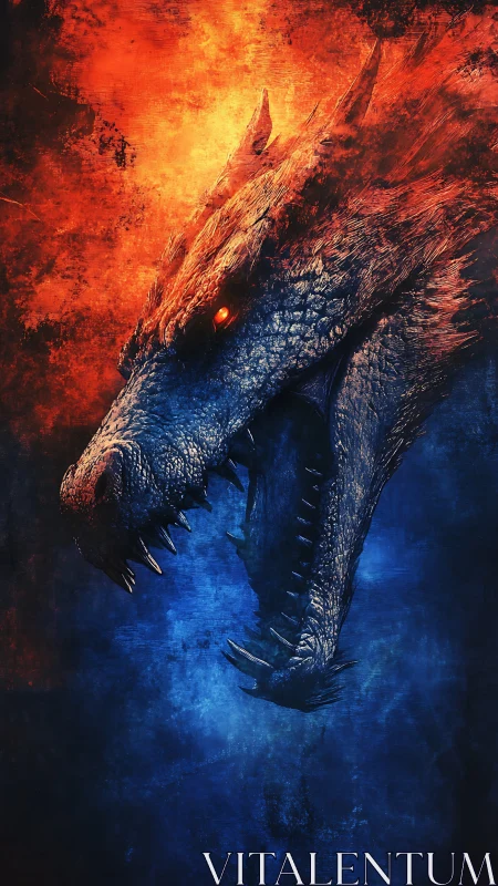 Fiery and frozen dragon head divides a world in conflict