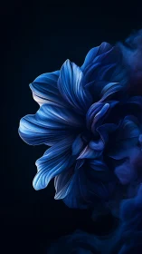 Ethereal Blue Bloom Dancing in Darkness.