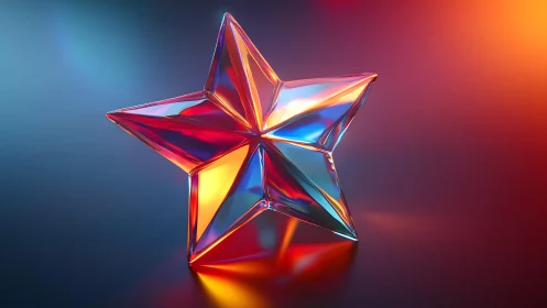 Vibrant Glass Star with Colorful Reflections in Modern Style.