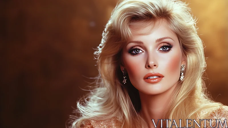 Golden hour retro glamour portrait with luminous elegance.