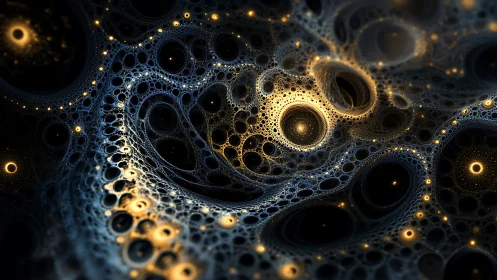 Parametric fractal voids with luminous golden singularity cores