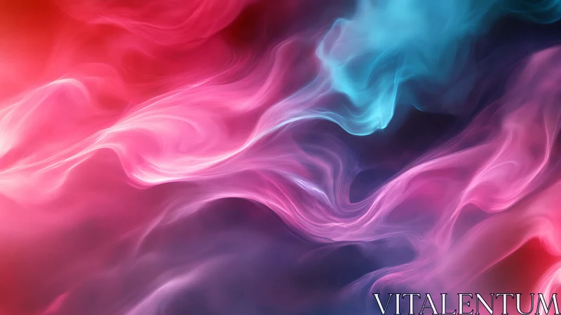 Glowing neon smoke swirls drift across a dreamy dark void