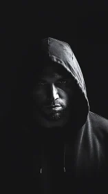 Shadow-soaked hooded gaze carves a face from the dark