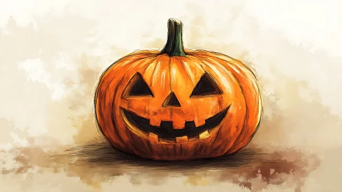Cheerful jack o lantern smiling with cozy Halloween charm.