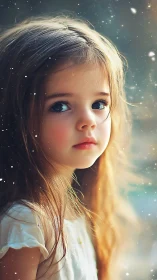 Digital portrait of young girl with luminous ethereal effects