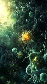 Luminous neuron forest ignites a cosmic synapse storm.