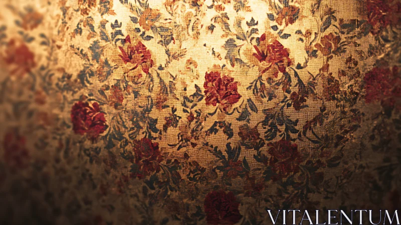 Textured floral damask fabric with aged patina lighting design.