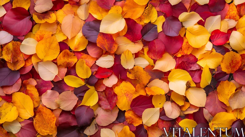 Autumn leaves create a vivid, mosaic-like seasonal carpet