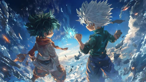 Skybound rivals ignite power above a shattered cloud world.