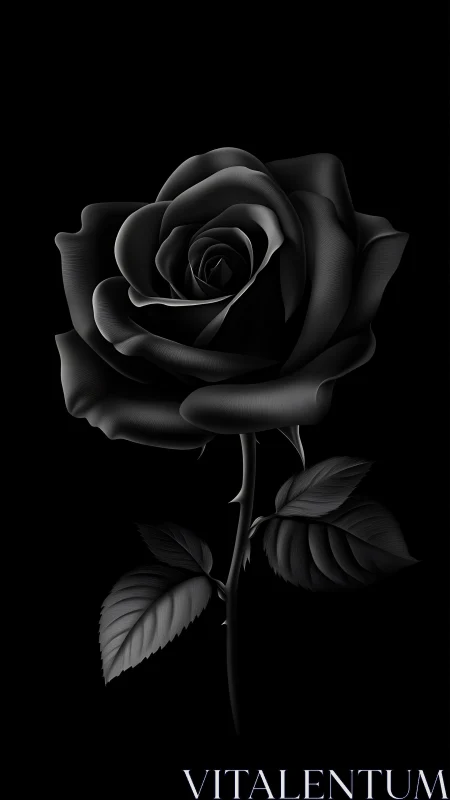 Midnight velvet rose rising from the hush of darkness.