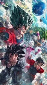 Saiyan warriors surge through cosmic storm battlefront