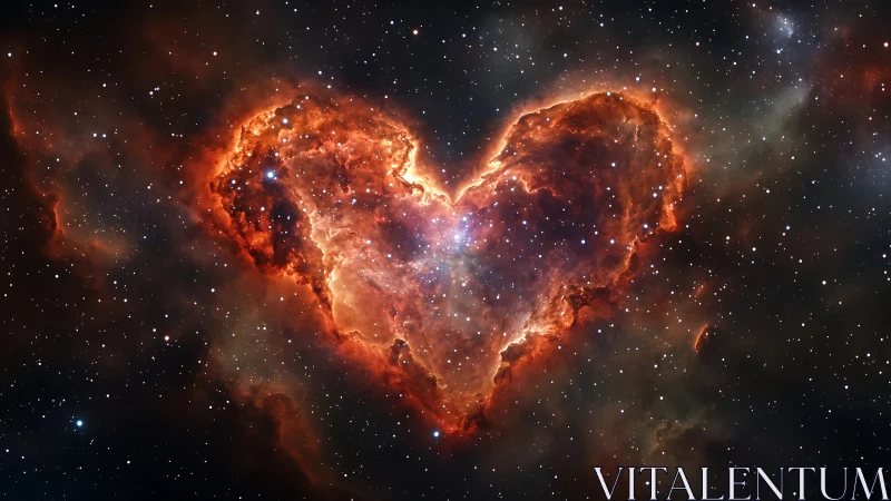 Fiery heart-shaped nebula glows amid a silent starfield