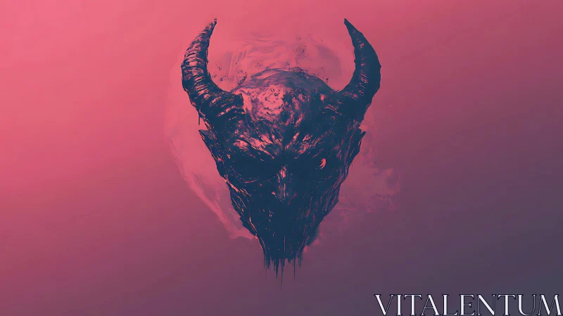 Mystic horned skull drifts within glowing pink shadows