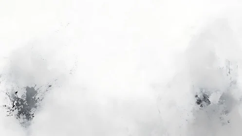 Minimal monochrome ink splashes dissolve into soft white haze
