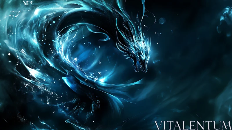 Luminescent spectral dragon arcs through abyssal blue vortex