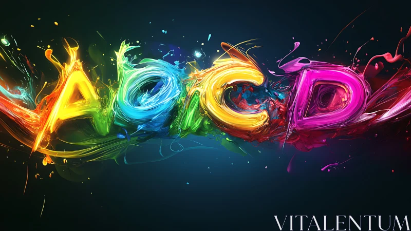 Fluorescent liquid typography forming vivid AONCD letterforms