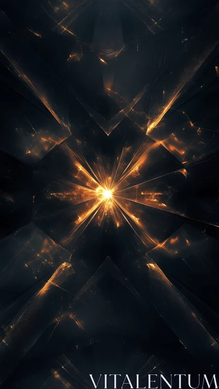 Radiant fractal core within dark geometric chambers.
