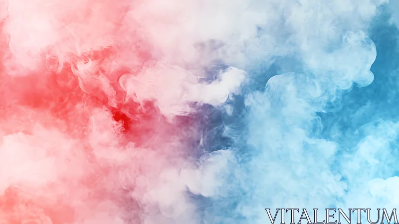 Soft clouds of red and blue vapor swirl in dreamy contrast.