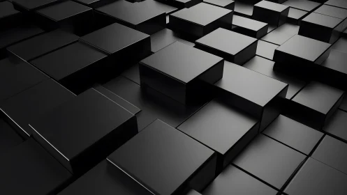 Sleek black cubes creating a calm geometric landscape.