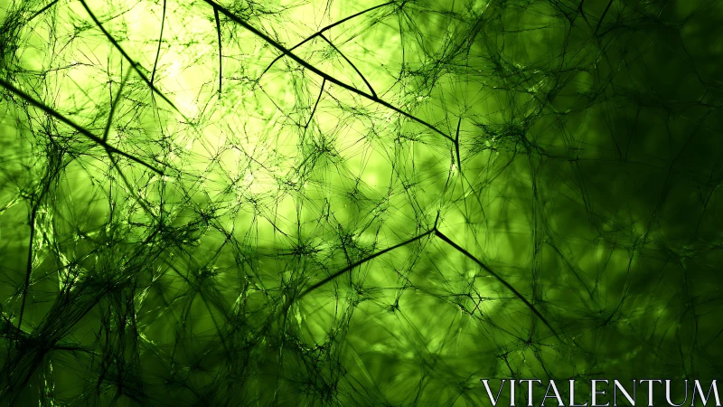 Fractal green web structure glows with layered organic depth