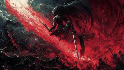 Armored dark reaper cleaves battlefield with incandescent energy arc