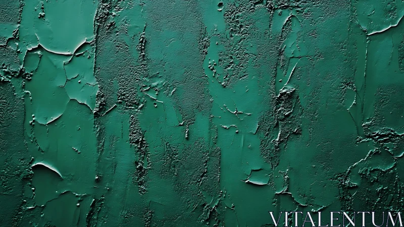 Macro study of textured teal impasto surface with erosion