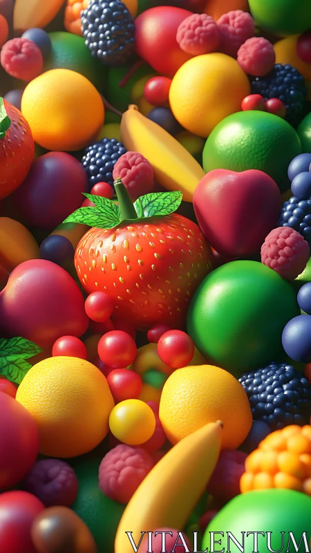 Candy-bright fruit carnival with glossy orchard daydreams.