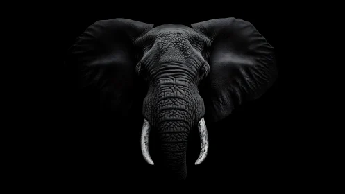 Midnight elephant monarch carved from shadow and light.