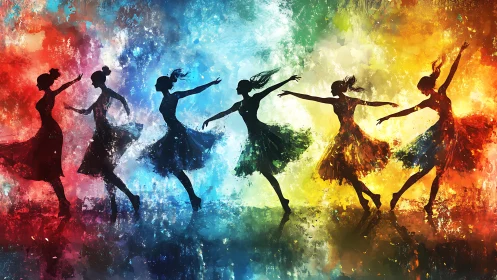 Color-drenched dancers swirling through painted light.