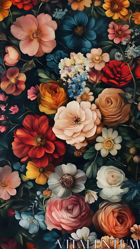 Vibrant Floral Garden Against Dark Background